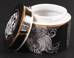 Hollóházi Szász Endre illatszeres tégely, matricás, jelzett, hibátlan, 6×6 cm