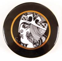 Hollóházi Szász Endre illatszeres tégely, matricás, jelzett, hibátlan, 6×6 cm