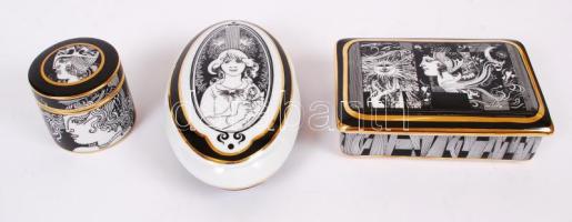 Szász Endre által tervezett Hollóházi porcelán bonbonnier és tégely / Faces designed by Endre Szasz Hollohaza chinaware bonbonnieres