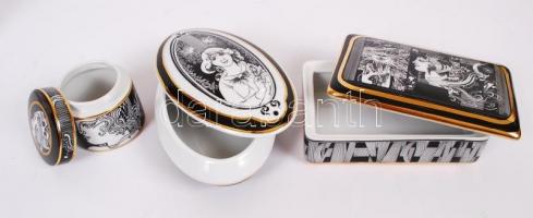 Szász Endre által tervezett Hollóházi porcelán bonbonnier és tégely / Faces designed by Endre Szasz ...