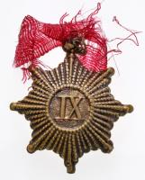 Azonosítatlan kitüntetés csillag alakú réz miniatűrje "IX" szalaggal T:2  Star shaped copper miniature of an unidentified miniature "IX" with ribbon C:XF