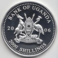 Uganda 2006. 2000Sh Ag "A labdarúgás halhatatlanjainak csarnoka - Olaszország 2000-es évek/Francesco Totti" T:PP  Uganda 2006. 2000 Shilling Ag "Hall of Fame of football - Italy 2000's/Francesco Totti" C:PP