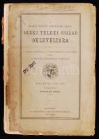 A római szent birodalmi gróf széki Teleki család oklevéltára. I-II. Szerk. Barabás Samu. Első kötet 1206-1437. Bp., 1895. Athenaeum. 3 sztl.lev. XLVII 1 sztl.lev. 545p. Fűzve, kiadói borítékban. Felvágatlan példány. Első borító elvált.