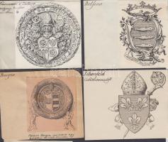 cca 1900 11 db családi címerrajz