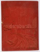 Jelzés nélkül: Külvárosi táj. Linómetszet nyomóforma 15x21 cm