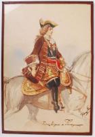 Franz Gaul (1837-1906): Savoyai Jenő. Jelzett. Akvarell, üvegezett keretben / Eugen von Savoya. Water-color, signed. 22x31 cm