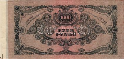 1945. 1000P sor- és sorozatszám nélkül, jobb ívszél illesztőkeresztnyomokkal T:I