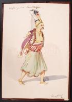Franz Gaul (1837-1906): Janicsár fogoly. Jelzett. Akvarell, üvegezett keretben / Turkish Janitsar prisoner. Water-color, signed. 22x31 cm