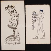 Boromissza Tibor (1880-1960): 2 db ex libris klisé 19x9 cm