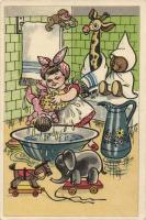 10 db MODERN főként használatlan motívumlap; humoros grafikai lap, szignózott (Réber, Tóth, Kasso) /...