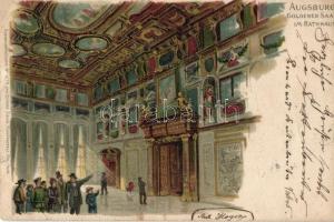 1899 Augsburg, town hall, golden hall, litho (small tear)