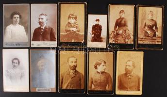 cca 1870-1900 11 db klf keményhátú fotó különböző magyar fényképészek műterméből 7x9 cm
