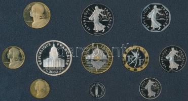 Franciaország 2000. 1c Acél - 100Fr Ag 11db-os forgalmi sor dísztokban és tanúsítvánnyal T:PP
France...