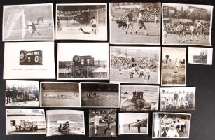 cca 1960-1970 19 db labdarúgással kapcsolatos fotó, nagyrészt hazai csapatokról, Pl Komló, külföldi szereplések is