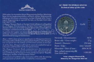 2004. 50Ft "Magyarország az EU tagja" elsőnapi veret sorszámozott emléklapon T:BU