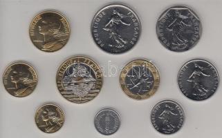 Franciaország 1997. 1c - 20Fr 10db-os forgalmi sor dísztokban, tanúsítvánnyal T:BU
France 1997. 1 Ce...