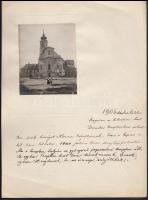 1920 Kerny István (1879-1963): Szeged, Szent Demeter templom, melynek helyén épült a szegedi fogadalmi templom, egy lap a szerző vizuális naplójából, jelzetlen vintage fotó A4-es lapon, képméret 10x8 cm