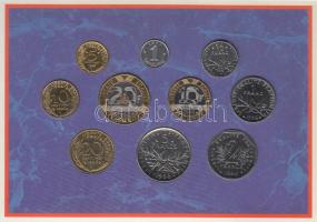 Franciaország 1996. 1c - 20Fr 10db-os forgalmi sor dísztokban, tanúsítvánnyal T:BU France 1996. 1 Centime - 20 Francs collectors set with 10pcs of different coins in original case and with certificate C:BU