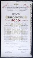 Budapest 1916. "Pesti Hazai Első Takarékpénztár-Egyesület" 4 1/2% Záloglevél 5000K-ról, két szelvénnyel, szárazpecséttel + 1923. "Dr. Just-féle Izzólámpa és Villamossági Gyár Részvénytársaság" részvénye 25x200 Koronáról, szelvényekkel magyar, francia és német nyelven + Budapest DN "Győr-Sopron-Ebenfurti Vasút" kitöltetlen élvezeti jegye, szárazpecséttel T:I,III