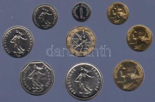 Franciaország 1991. 1c - 10Fr 9db-os forgalmi sor dísztokban, tanúsítvánnyal T:BU
France 1991. 1 Cen...