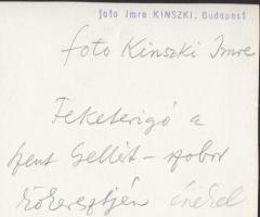 cca 1930-1935 Kinszki Imre (1901-1945): Feketerigó a Szent-Gellért szobor kőkeresztjén énekel, pecsé...