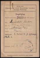 1946 DEGOB Magyarországi Zsidók Deportáltakat Gondozó Országos Bizottsága által kiállított segélylap ruha adományozásáról