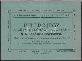 1939 A Képviselőház Háznagyi Hivatala által kiállított belépőjegy a hivatal pecsétjével