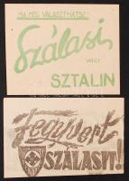 cca 1944 2 db Szálasi Ferenc uralmát népszerűsítő kisméretű nyilas szórólap