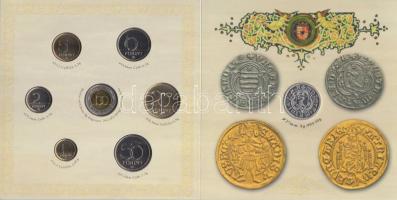 2008. 1Ft-100Ft 7klf db + Mátyás denár Ag fantáziaverete "Reneszánsz emlékév" dísztokos szettben T:BU