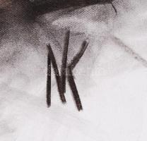 Németh Krisztina (1994-): Ülő férfi. Tanulmányrajz. Szén, papír, jelzett, 69×50 cm