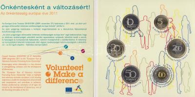 2011. 5Ft-200Ft "Az önkéntesség európai éve 2011" 6klf névértékből álló forgalmi éremszett T:PP