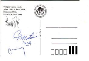 Képeslap Papp László Schmitt Pál és Baróthy aláírással