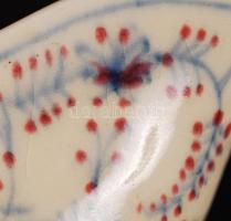 Zsolnay szószos tál, máz alatt festett, apró máz hibákkal, jelzett(TJM), formaszám:576, h:24 cm, m:9...