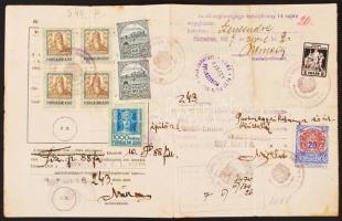 1927 Marhalevél hátoldalán forgalmi adóbélyegekkel