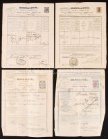 1890-1918 4 db okmánybélyeggel ellátott marhalevél