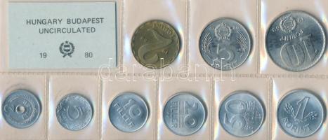 1980. 2f-10Ft 9db klf érmés forgalmi sor fóliatokban T:1
