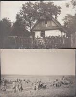 1915 Lengyelország a katonai vasútépítő század munkában. 4 db fotó / 1915 Poland military railway bu...