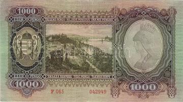 1943. 1000P "Szálasi" előlapi nyomat erősen felfelé csúszva! T:II