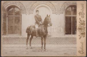 cca 1890 Lovas katona keményhátú fotója / Hussar photo 16x11 cm