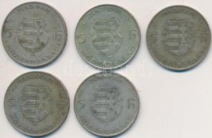 1947. 5Ft Ag "Kossuth" (5x) T:2-