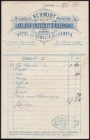 1877 Budapest V. A Szálloda Erzsébet királynéhoz fejléces számlája / Hotel invoice