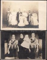 cca 1910 Román népviselet 2 db fotólap / Romanian folkwear 2 real photo postcards