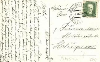 Dunaszerdahely, vasútállomás, Pollák Dávid üzlete, templom, Járásbíróság, autómobil, zsinagóga, Sárg...