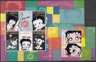 Betty Boop, cartoon character mini sheet + block, Betty Boop, rajzfilmfigura kisív + blokk
