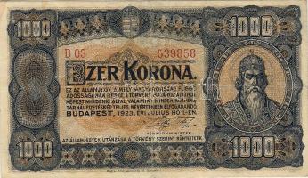 1923. 1000K "Magy.Pénzjegynyomda" T:II