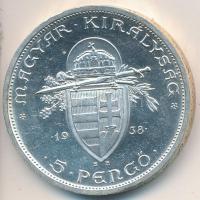 1938. 5P Ag "Szent István" T:1- Adamo P8.1
