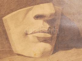 Olvashatatlan jelzéssel: 3 db tanulmány rajz, keretben, sérültek, 30×40 cm