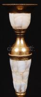 Gyöngyházberakásos réz gyertyatartó, m:17 cm