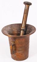 Mini réz mozsár törővel szép állapotban m:6 cm, 11 cm,/Copper mortar