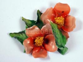 Herendi páros virágszirom, apró lepattanással, kézzel festett, jelzett, 4×6 cm